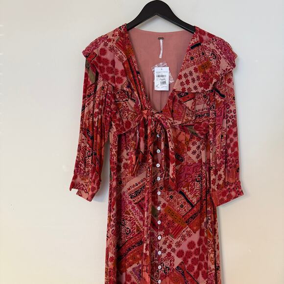 NWT Free People Lennon Button Front Primrose Maxi Dress - Picture 3 of 6